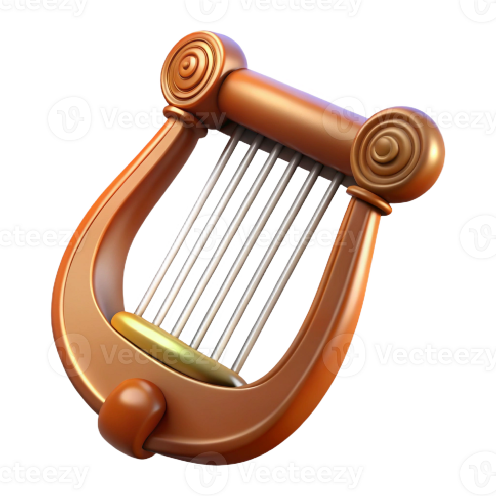 serene classic A lyre, ancient stringed instrument high quality png