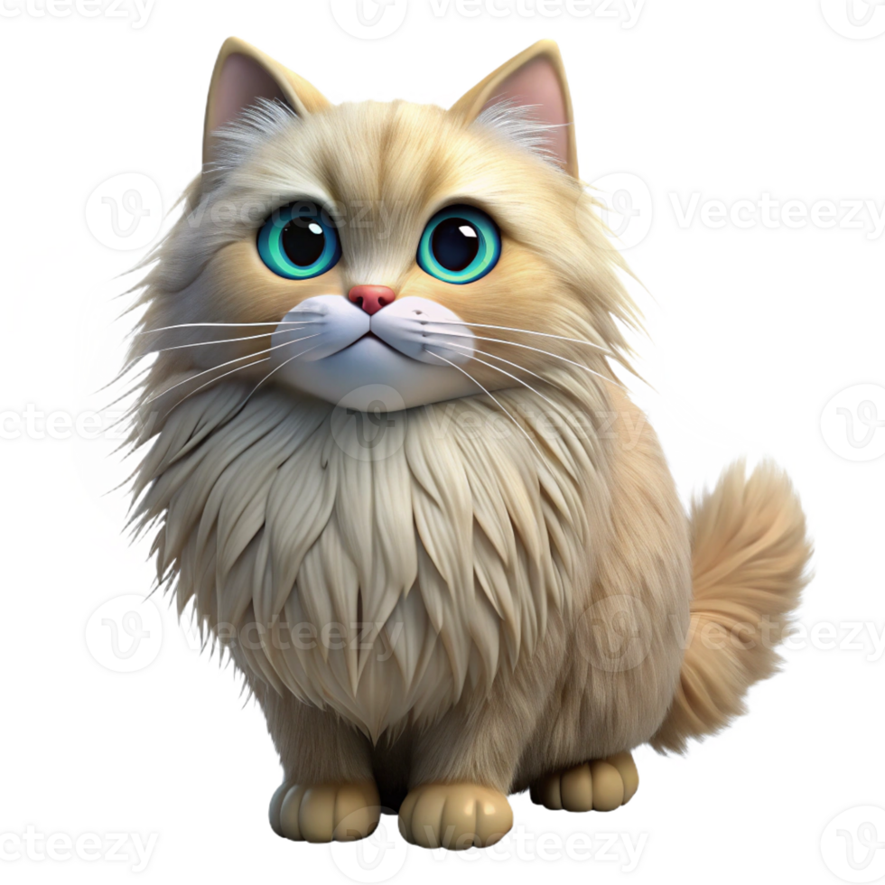 stunning minimalist A fluffy Persian cat with long fur high quality png