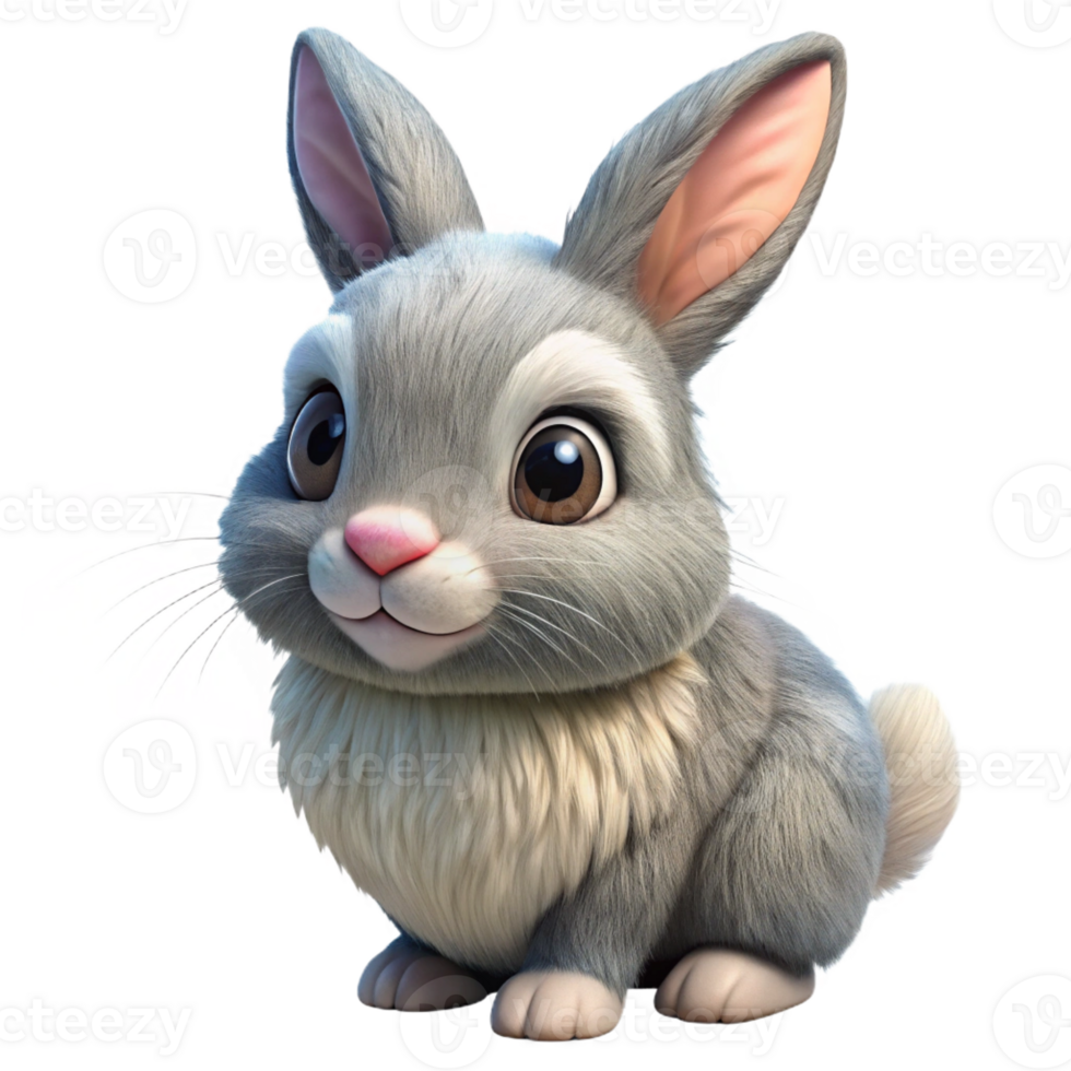 vibrant modern A cute fluffy bunny rabbit authentic png