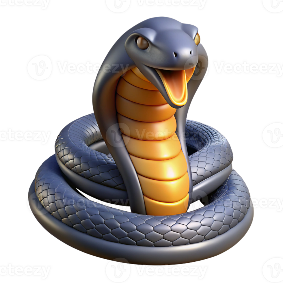 wonderful minimalist A coiled king cobra with hood extended authentic png