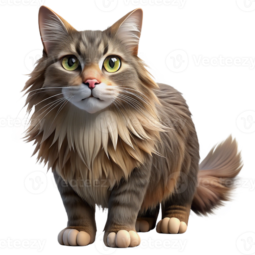 stunning creative A Maine cat with long, shaggy fur exclusive png