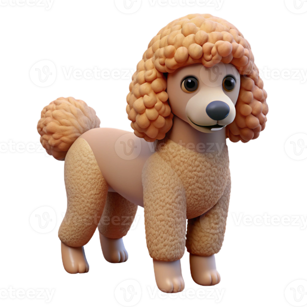 elegant vintage A Poodle dog with curly fur detailed png