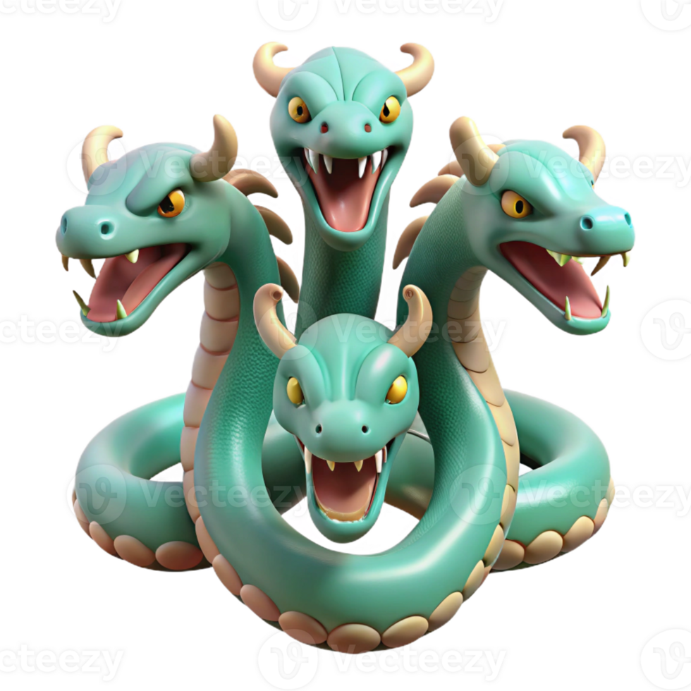serene artistic Hydra, multi-headed serpent, genuine png