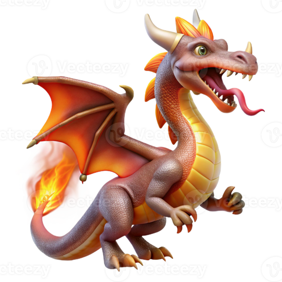 elegant rustic Dragon, mythical serpent, breathing fire, high resolution png