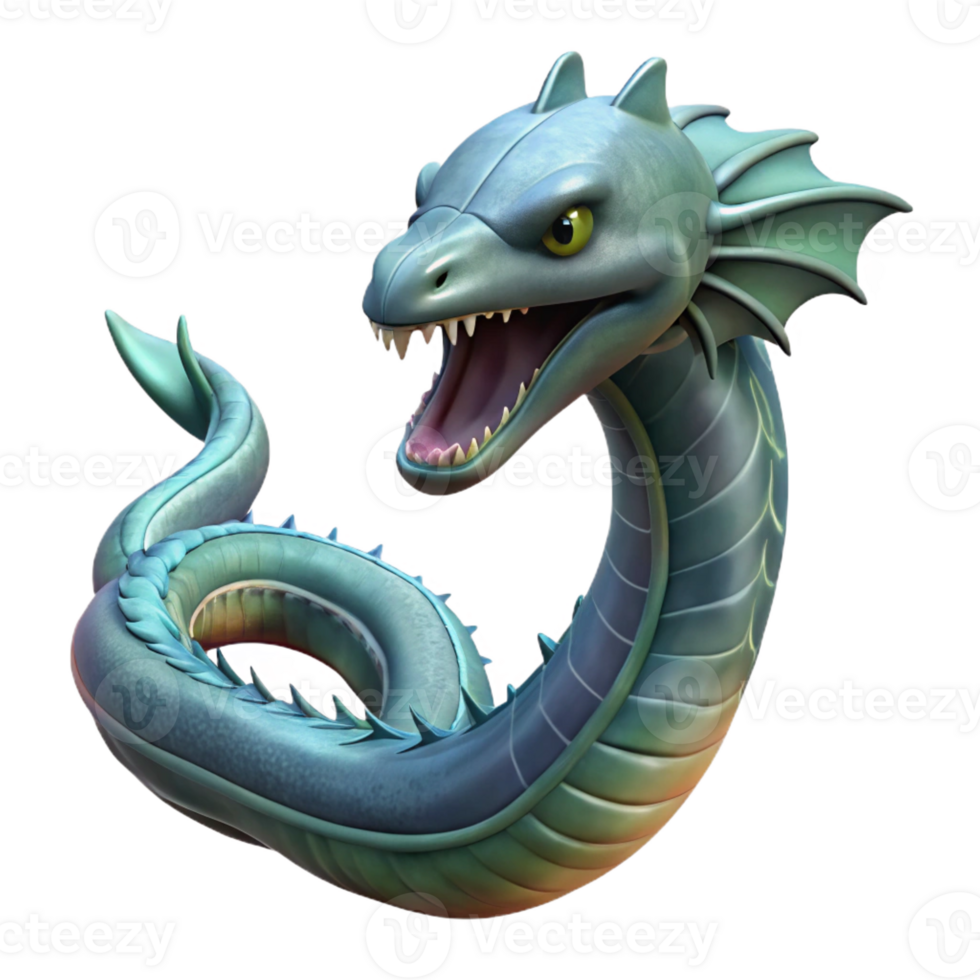 serene modern Leviathan, sea serpent, detailed png