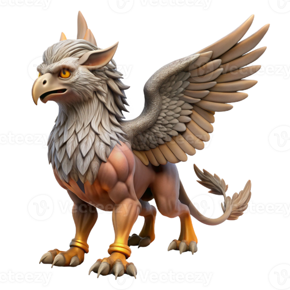 dramatic classic A majestic griffin, wings outstretched, detailed feathers, sharp talons exclusive png