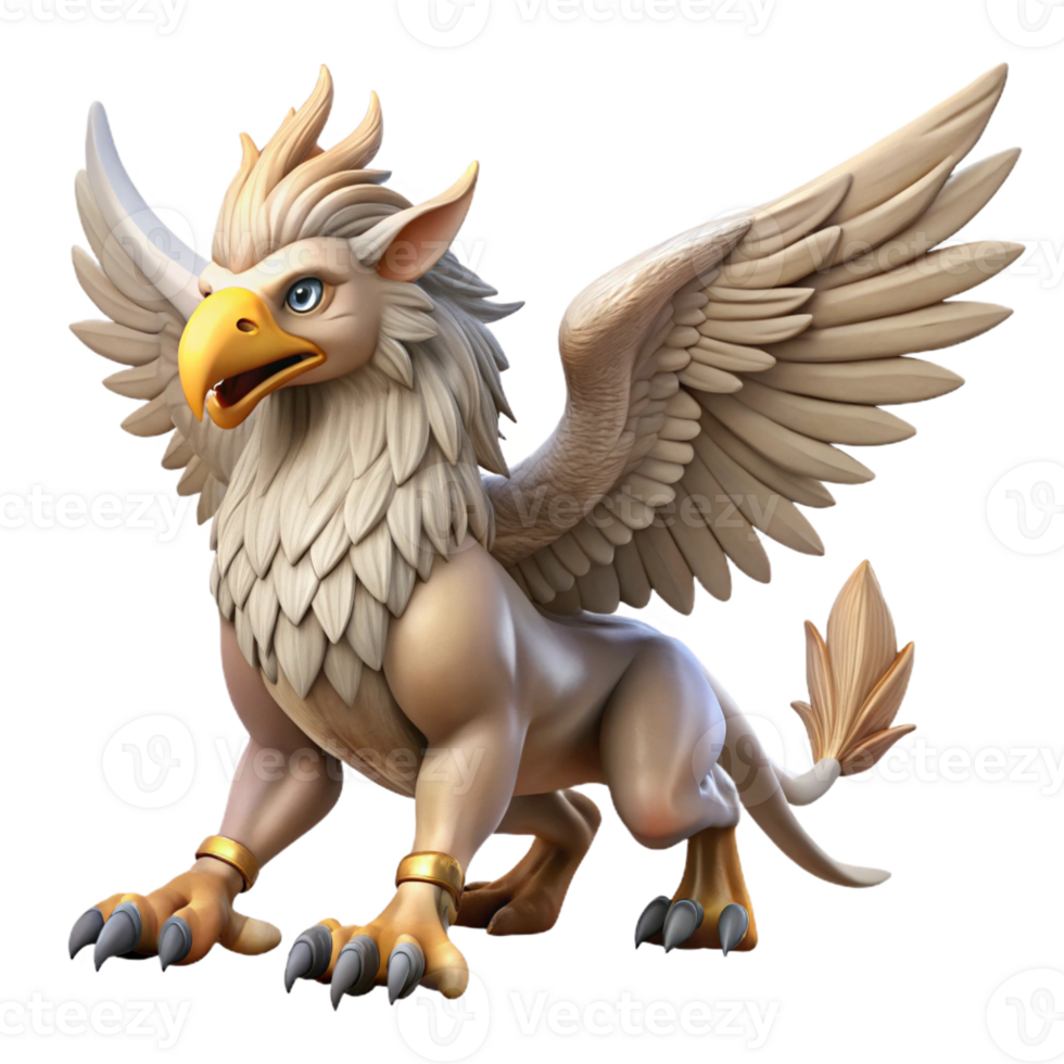 serene abstract A majestic griffin, wings outstretched, detailed feathers, sharp talons high quality png