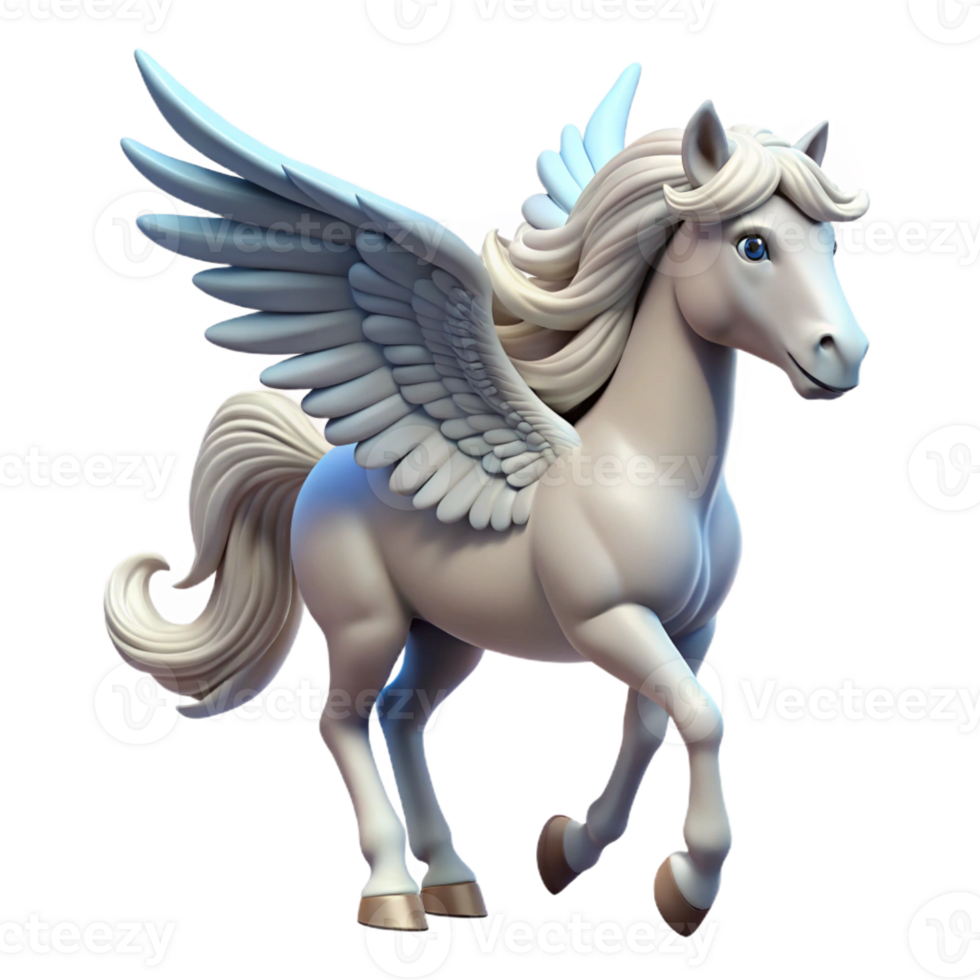 stunning abstract A winged horse, white coat, flowing mane exclusive png