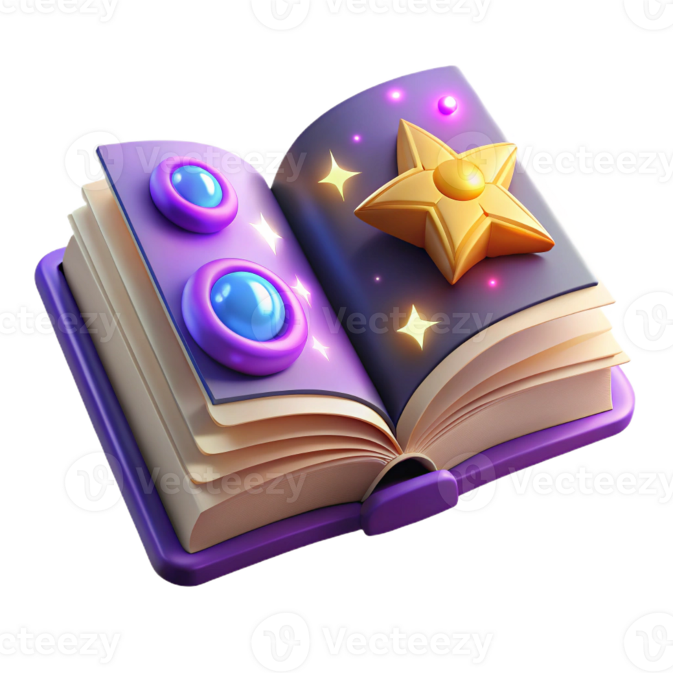impressive abstract An open book, glowing pages, magical symbols authentic png