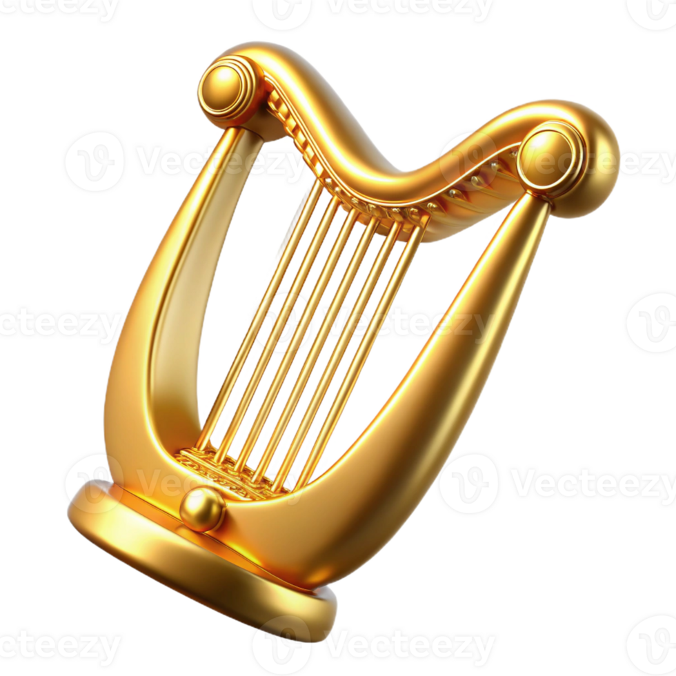 extraordinary modern A harp, golden, with strings original png