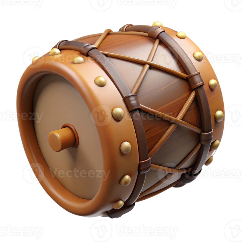elegant traditional A drum, leather, with wooden frame high resolution png