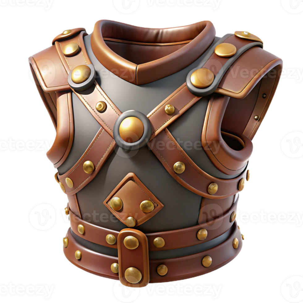 extraordinary vintage A leather armor, studded, with buckles and straps premium png