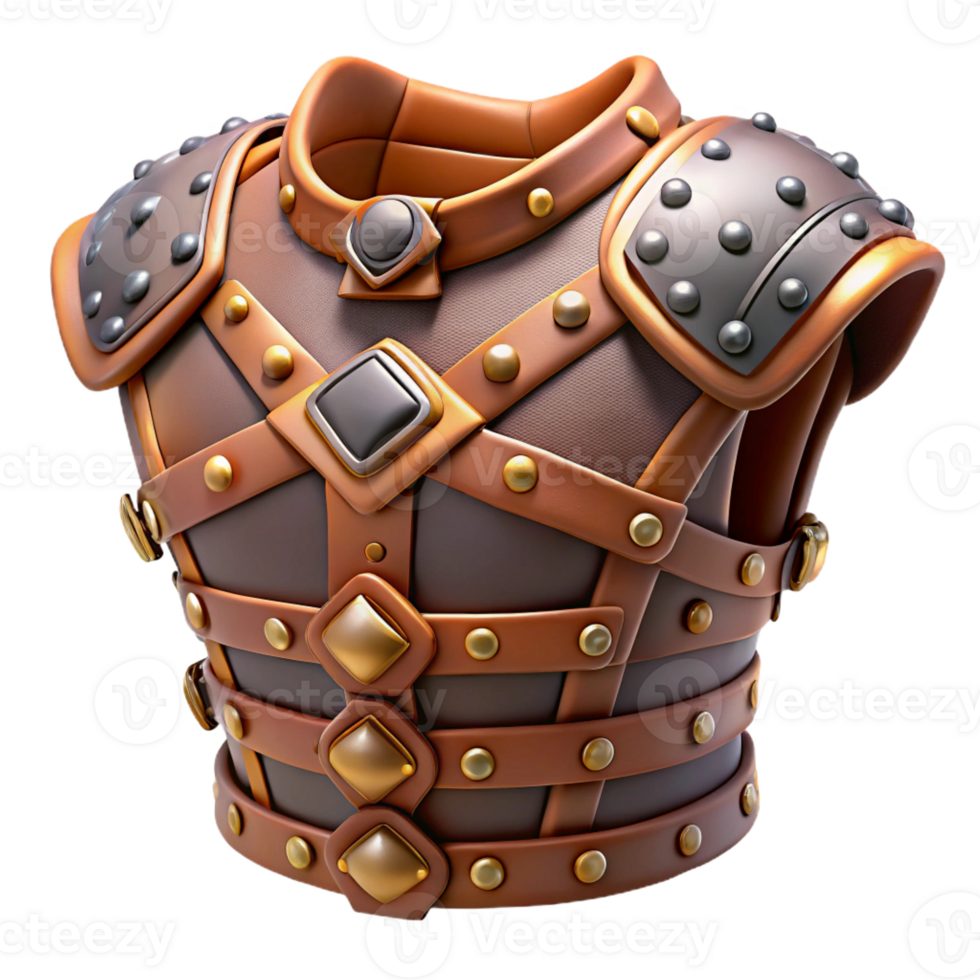 dramatic vintage A leather armor, studded, with buckles and straps premium png