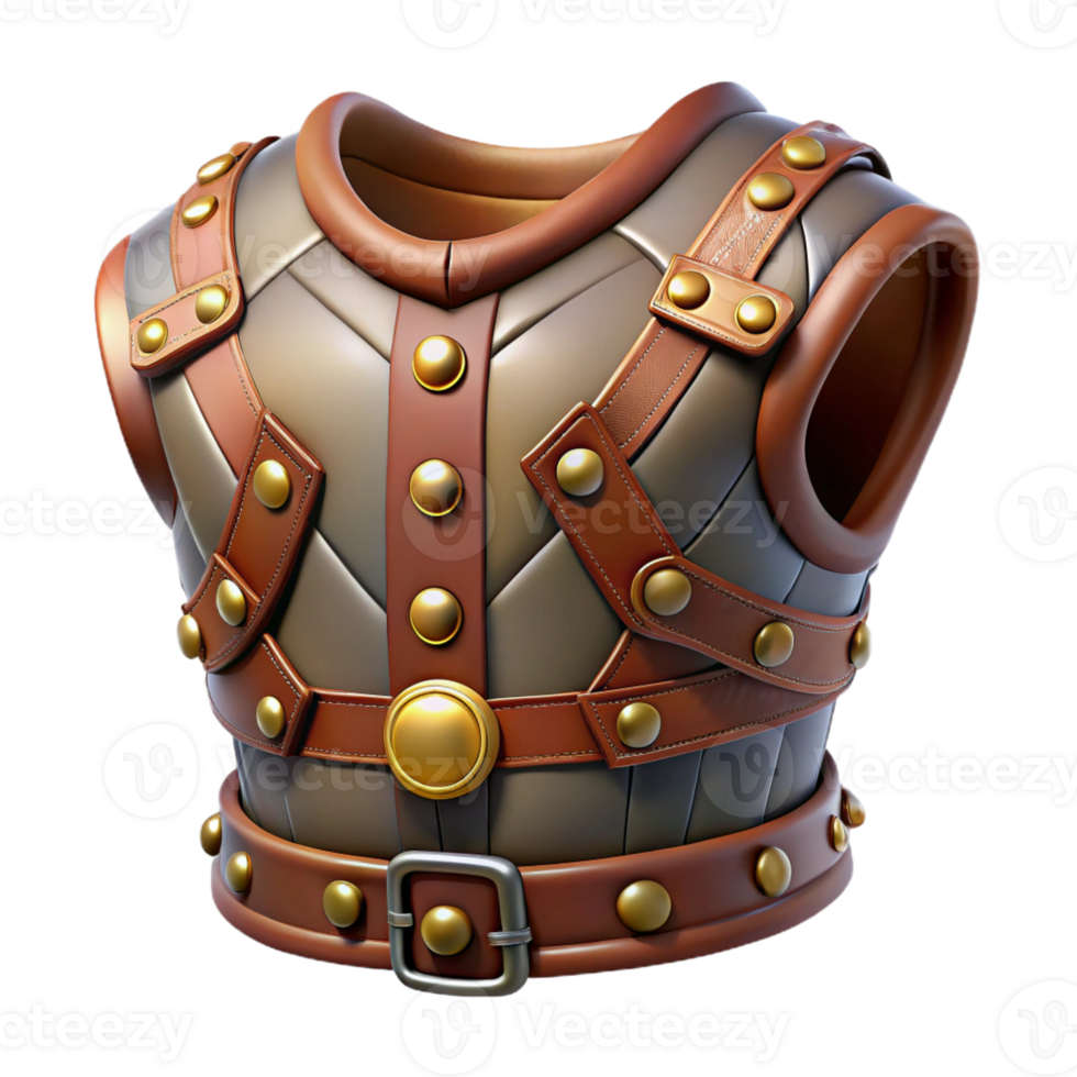 magnificent minimalist A leather armor, studded, with buckles and straps detailed png