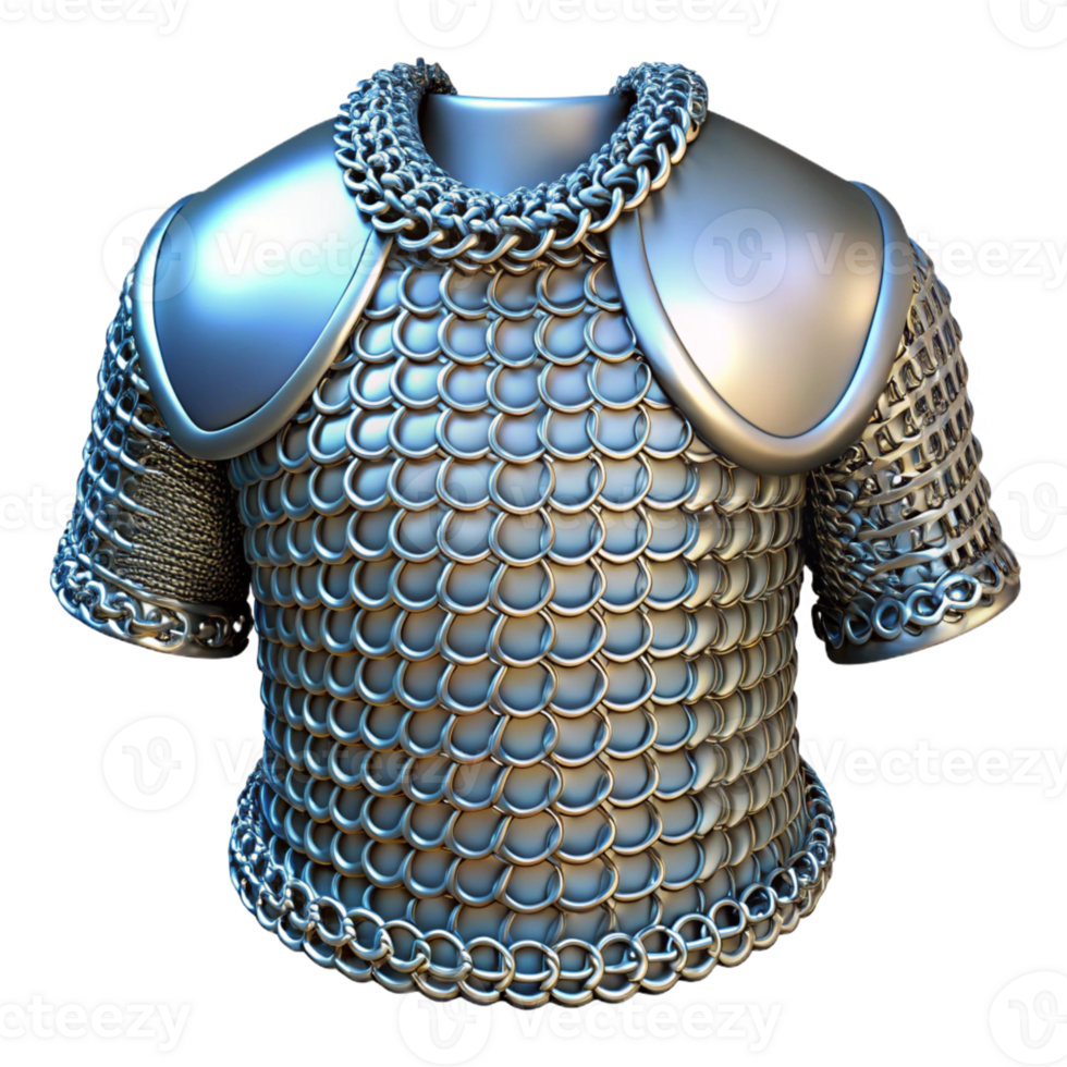 extraordinary contemporary A chainmail armor, metallic, detailed links professional png