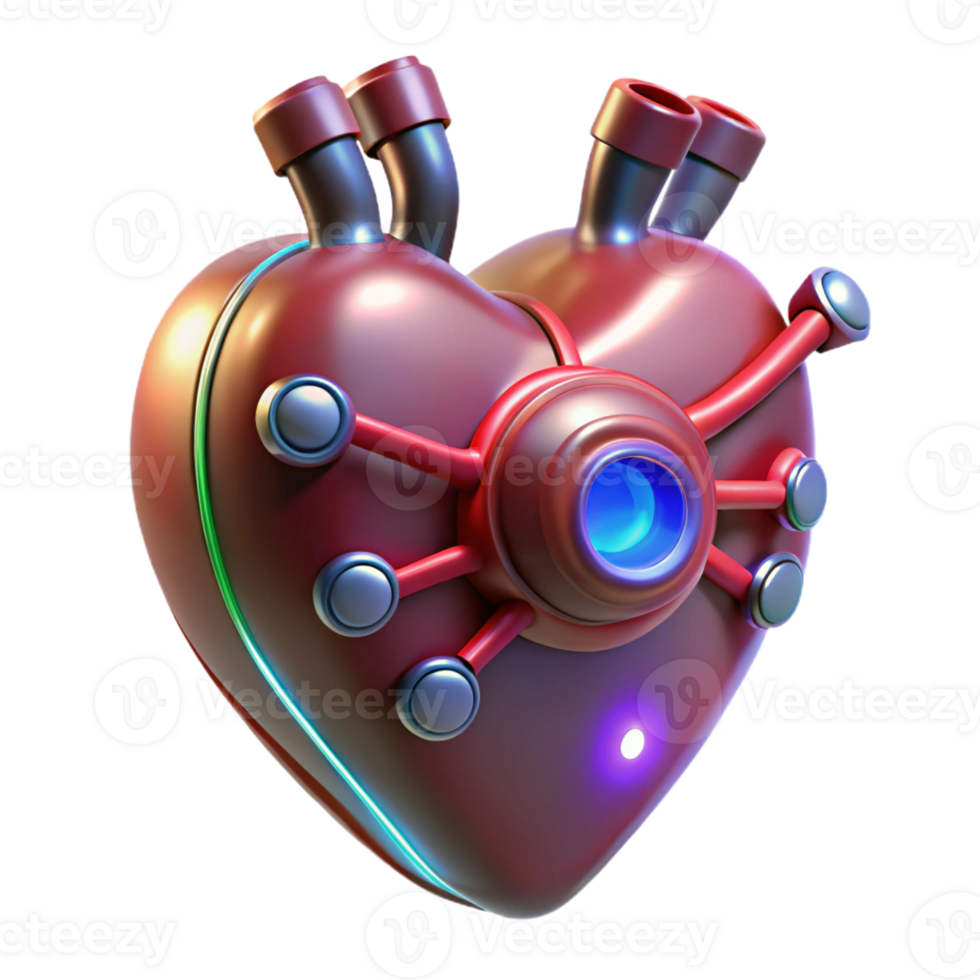 dramatic traditional Cybernetic heart with pulsating lights original png