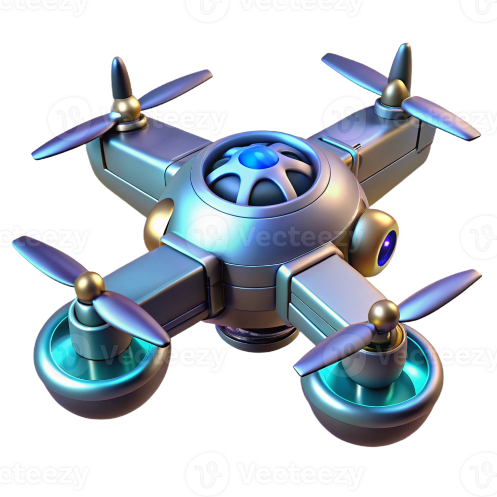 serene classic Futuristic combat drone with rotating blades high resolution png