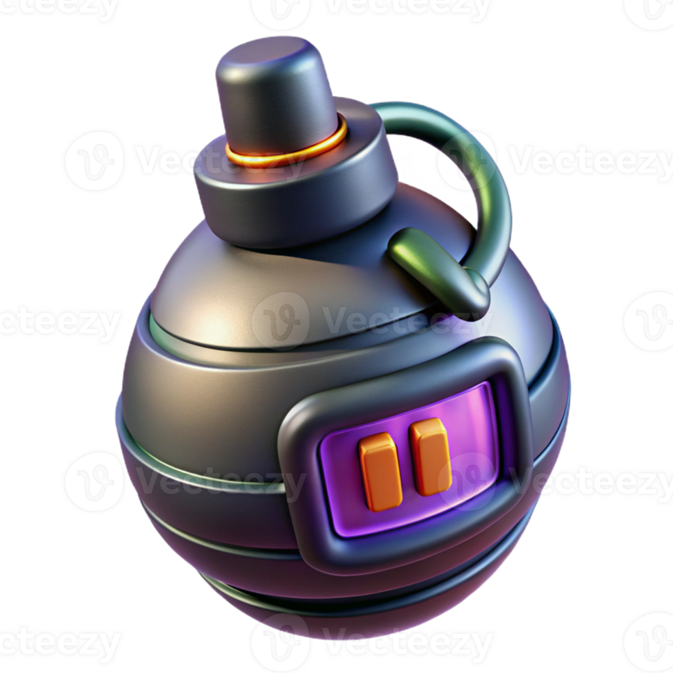 beautiful minimalist Futuristic grenade with digital countdown timer high quality png