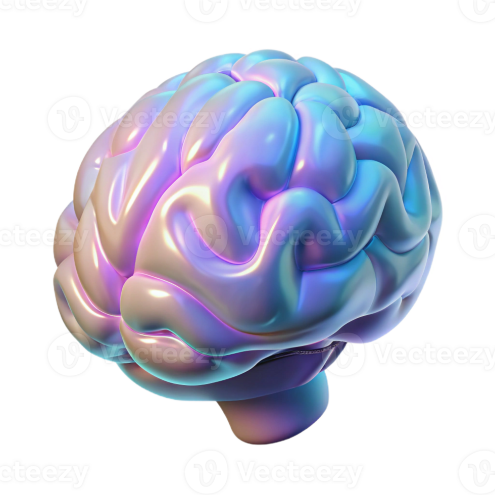 serene modern Holographic projection of a human brain genuine png