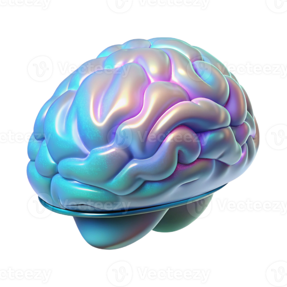 extraordinary creative Holographic projection of a human brain detailed png