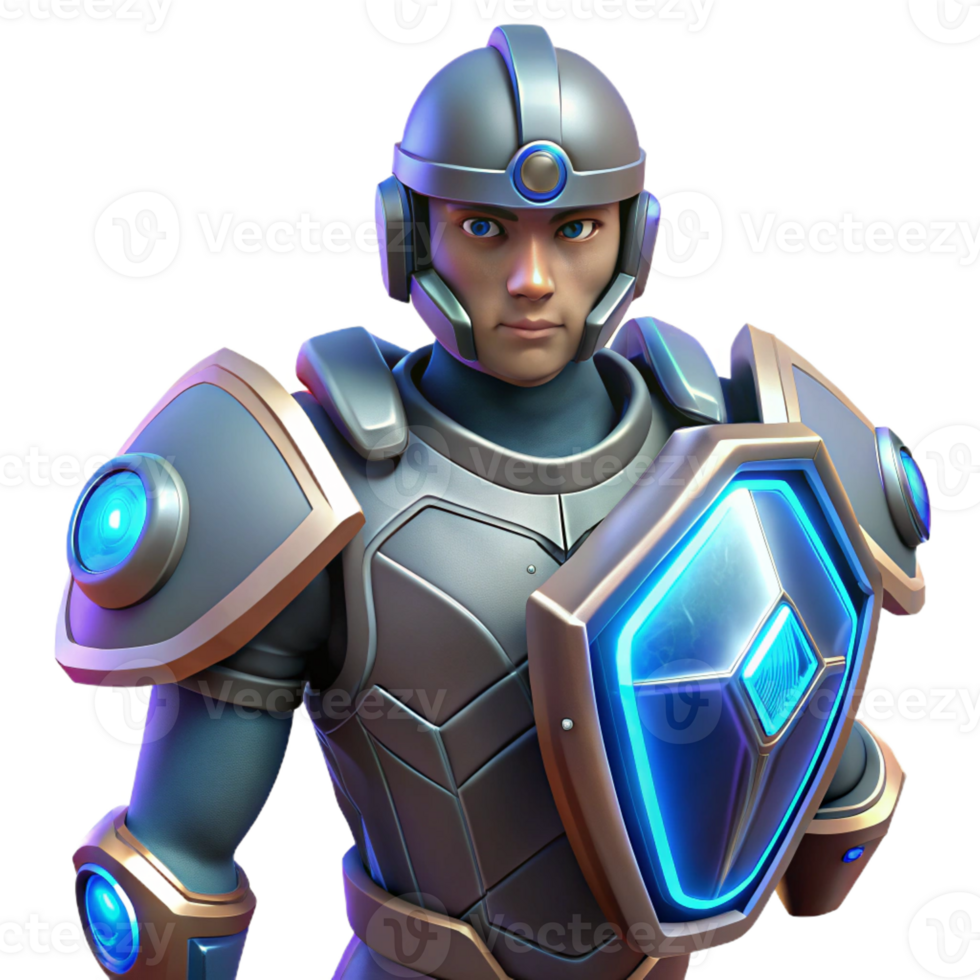 stunning traditional Futuristic soldier armor with energy shields 4K png