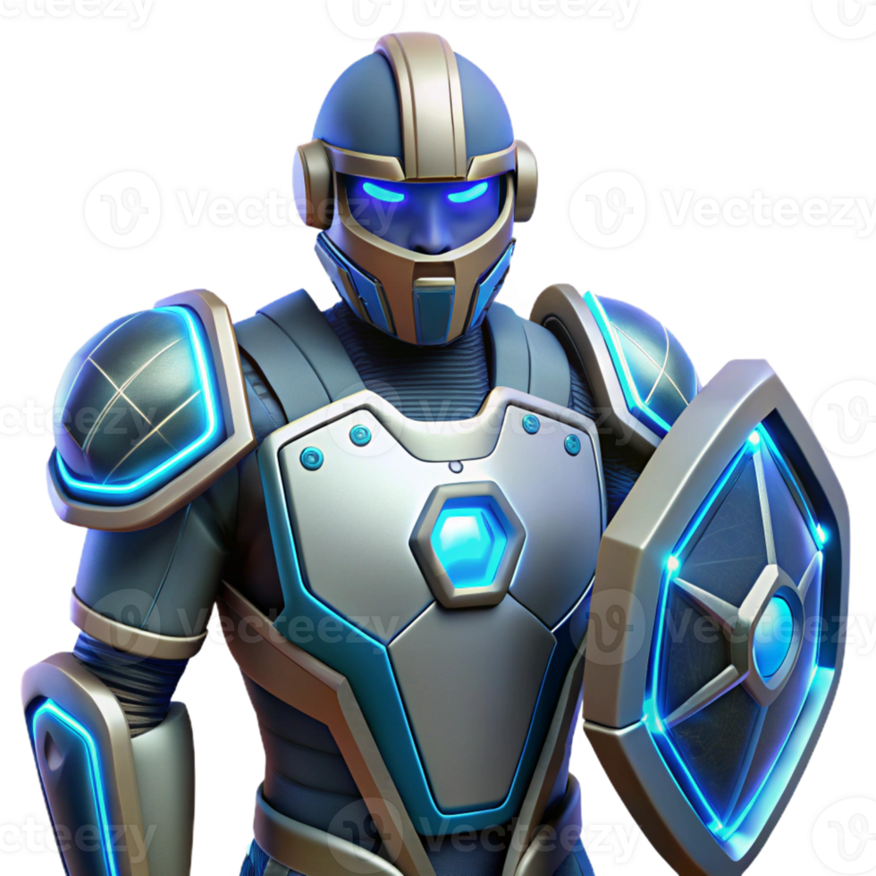 impressive rustic Futuristic soldier armor with energy shields 4K png