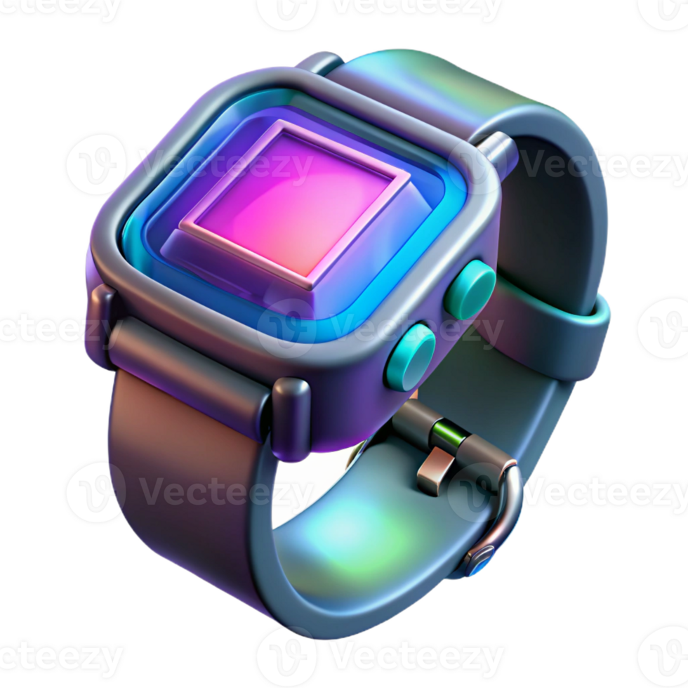 serene modern Cyberpunk wristwatch with holographic display original png