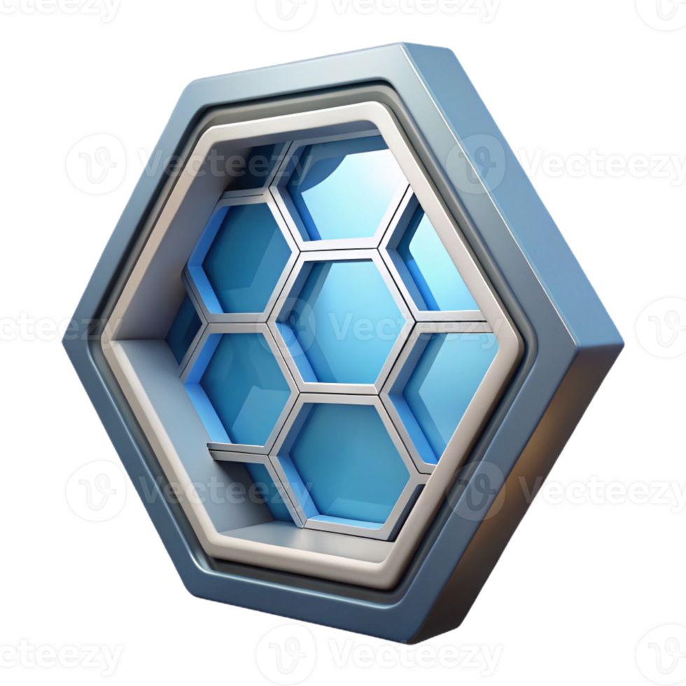 vibrant rustic Spaceship window with hexagonal panels high resolution png