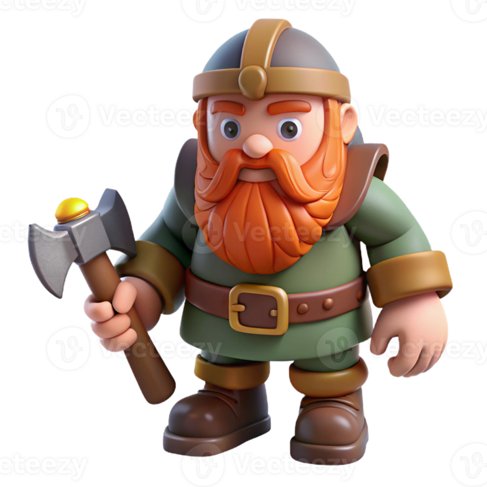 magnificent rustic Dwarf with beard and axe, exclusive png