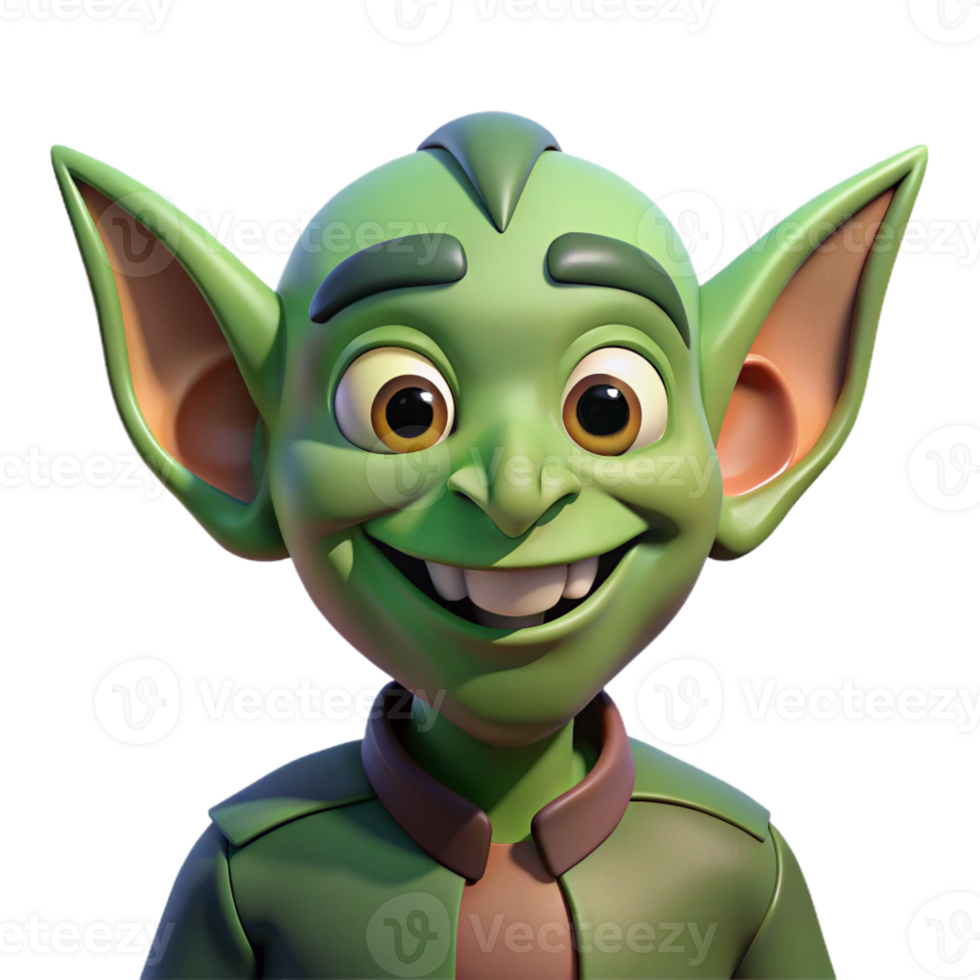extraordinary minimalist Goblin, mischievous grin, premium png