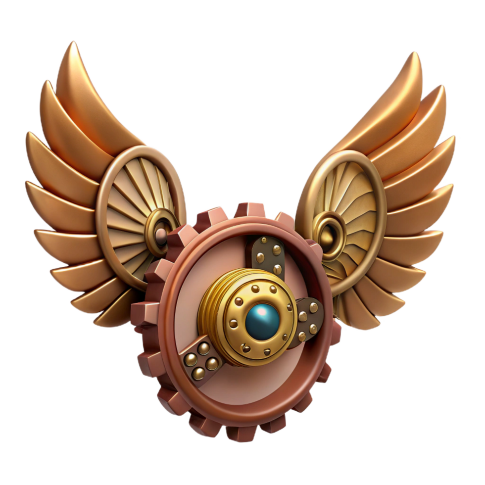 serene classic Steampunk wings crafted from gears, clockwork, and leather genuine png