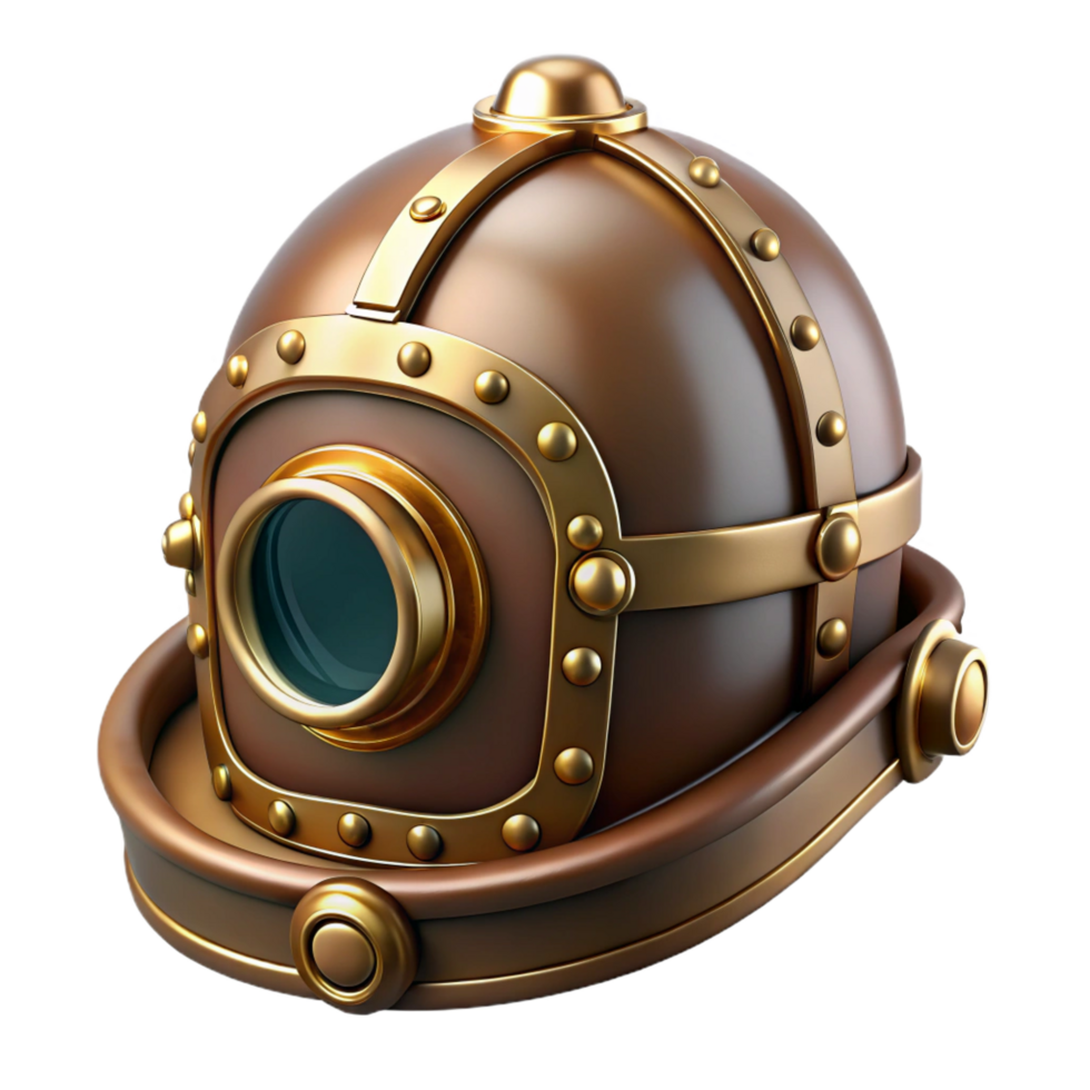 wonderful contemporary Steampunk helmet with a visor and brass accents authentic png