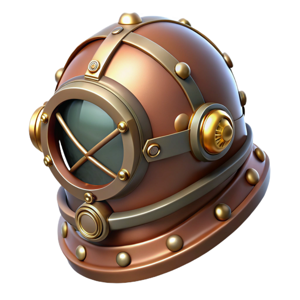 wonderful contemporary Steampunk helmet with a visor and brass accents detailed png