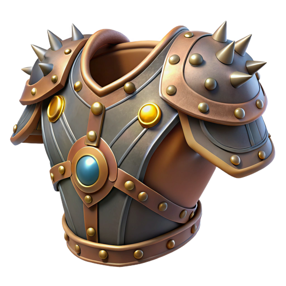 elegant minimalist Steampunk shoulder armor with spikes and intricate gears professional png