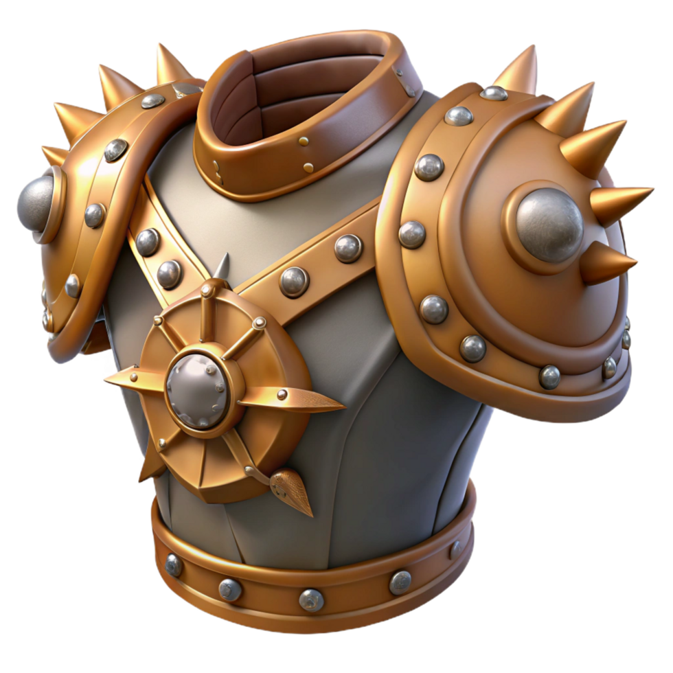 magnificent abstract Steampunk shoulder armor with spikes and intricate gears high resolution png