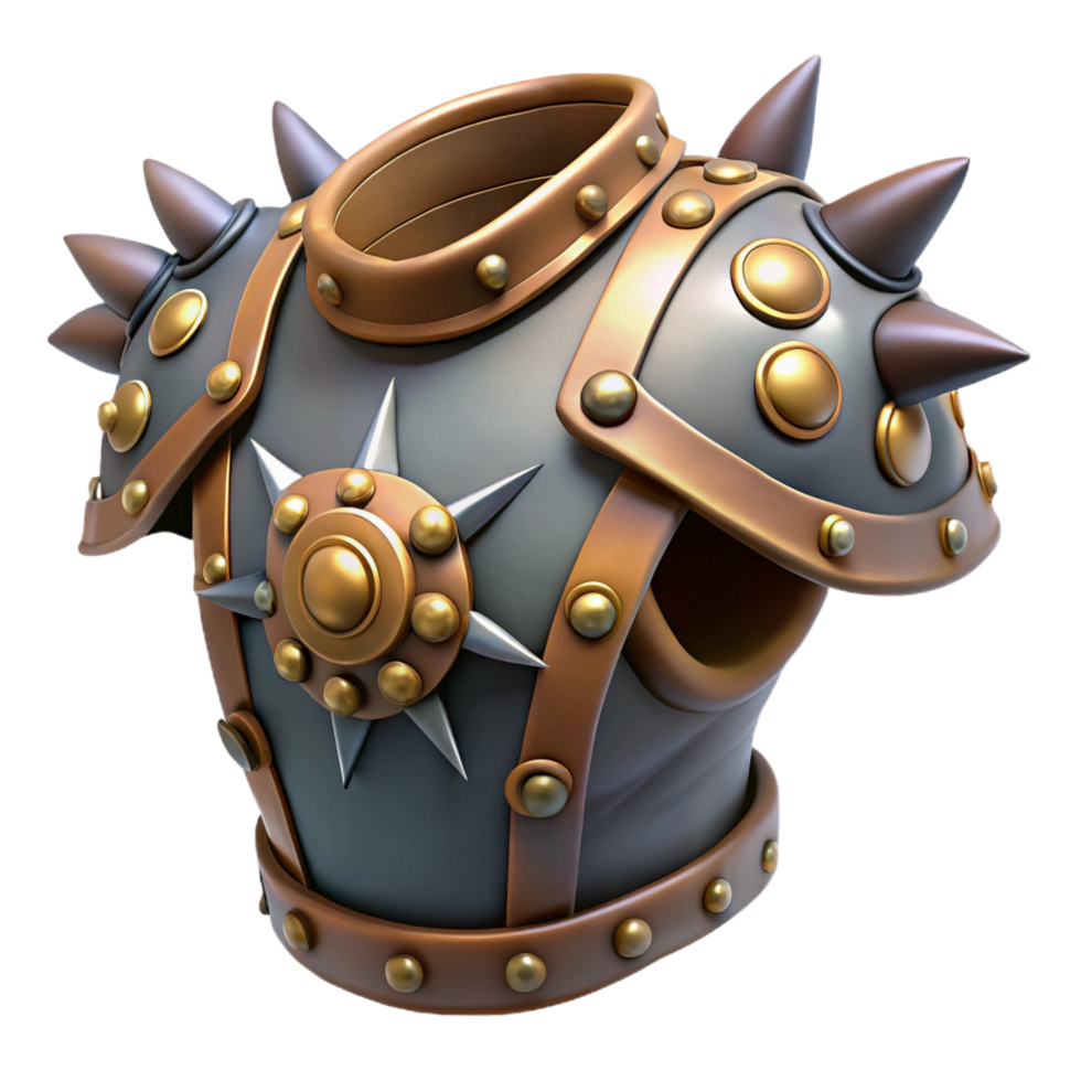 serene modern Steampunk shoulder armor with spikes and intricate gears 4K png