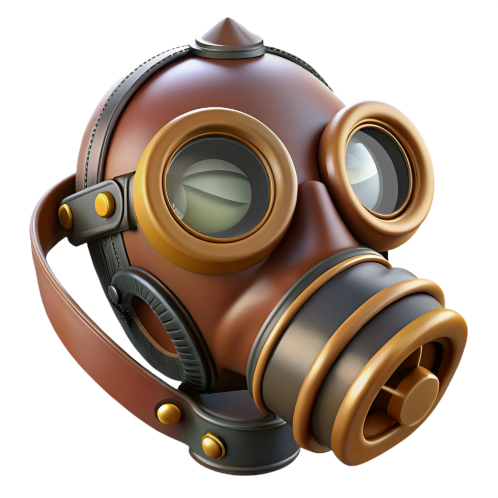 magnificent classic Steampunk gas mask with tinted lenses and a leather strap exclusive png