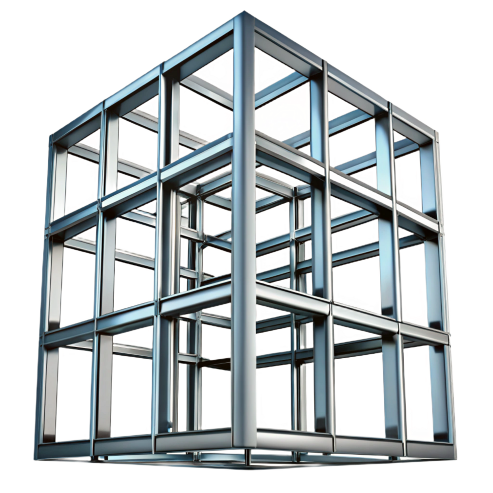serene minimalist Steel skyscraper frame structural element, genuine png