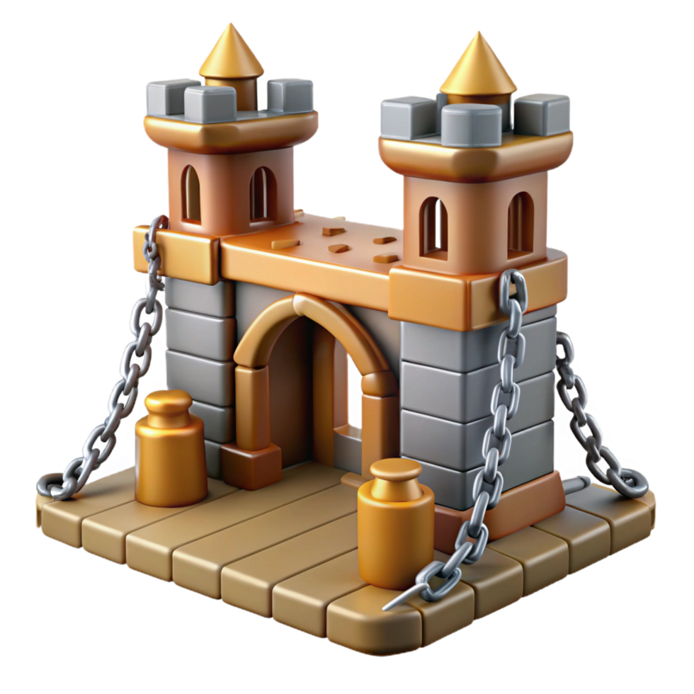 impressive creative Medieval castle drawbridge chain detail, original png