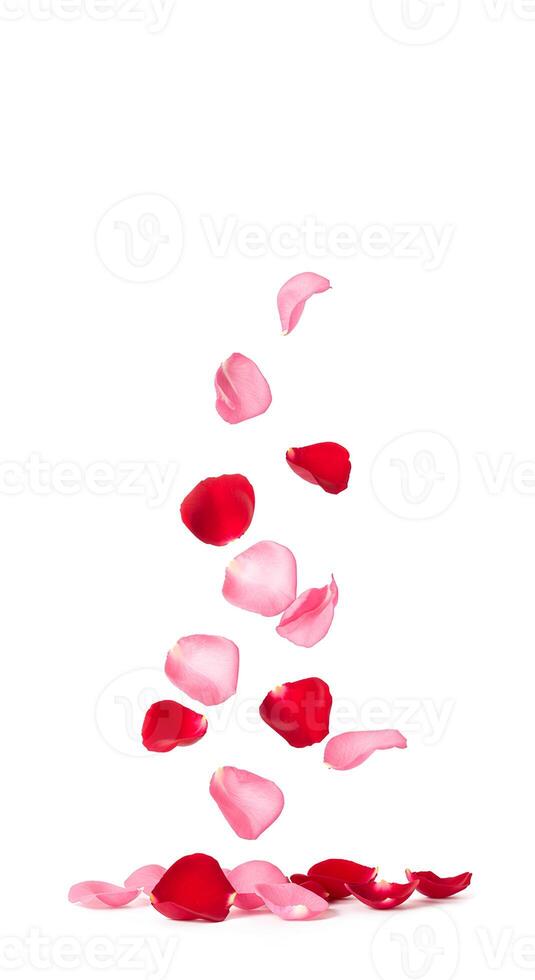 Delicate rose flower with petals falling, perfect for beauty campaigns, weddings, and artistic creations photo