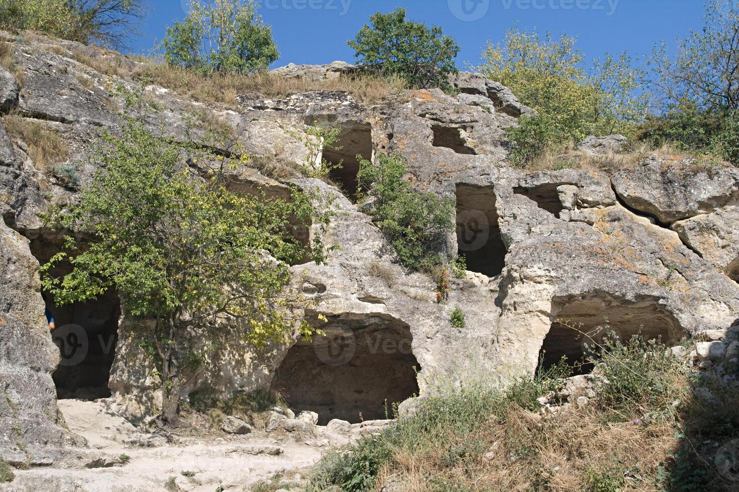ChufutKale, cave settlement in Crimea photo