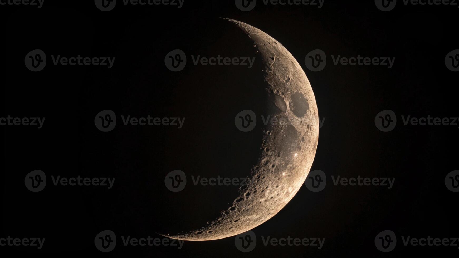 the moon is seen in the dark sky photo