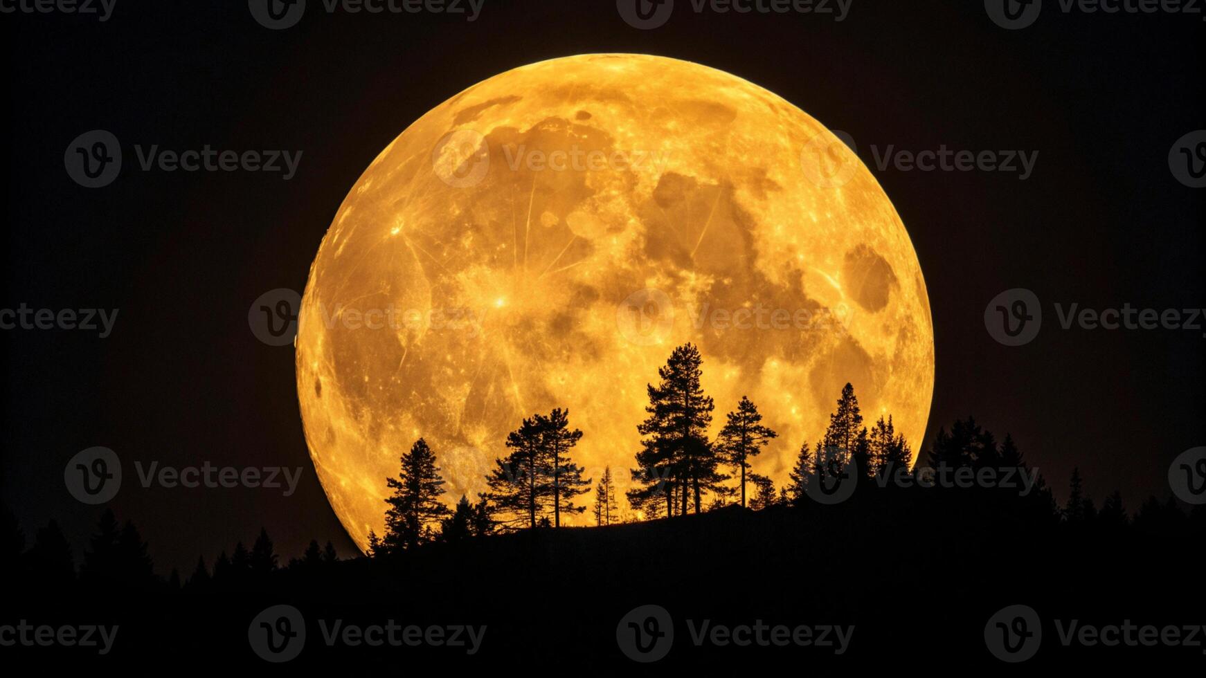 Full MoonYellow MoonNight Sky the full moon rises over the trees in the night sky photo