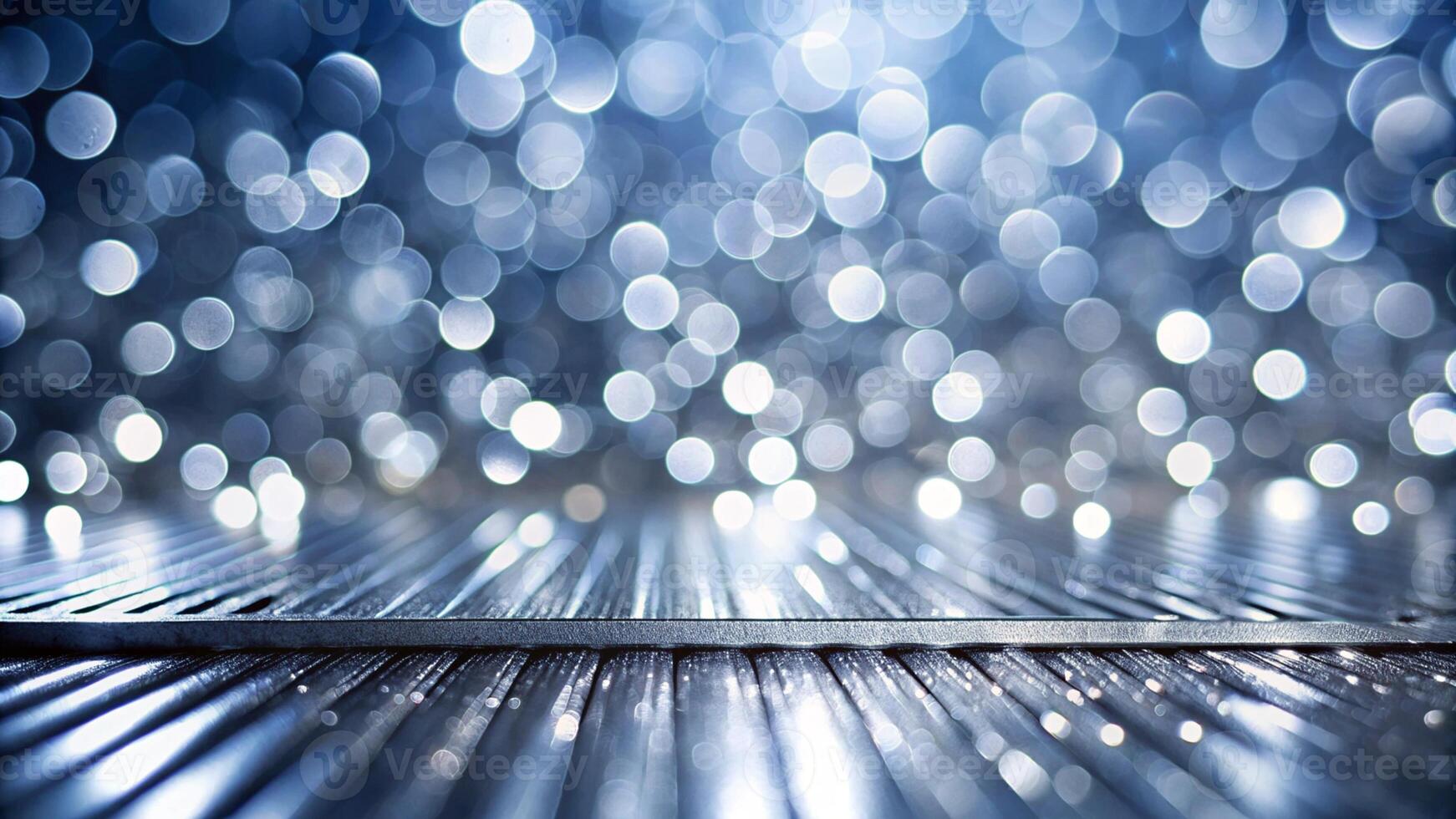Silver Glitter Abstract Silver Silver Bokeh Background Bokeh Close Up Abstract close up of a metal table with lights photo
