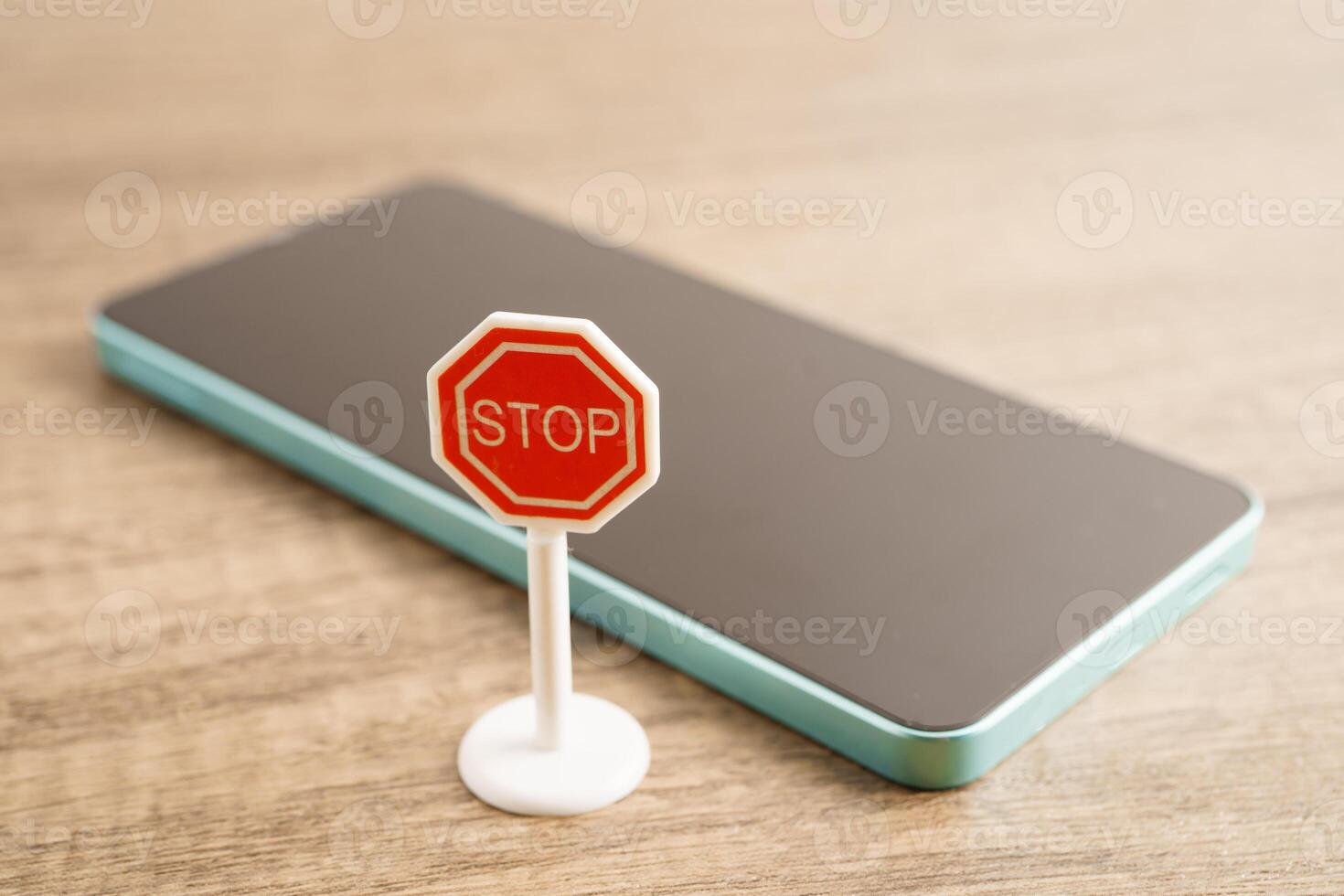 Sign stop, Do not use smartphone for safety and good h photo