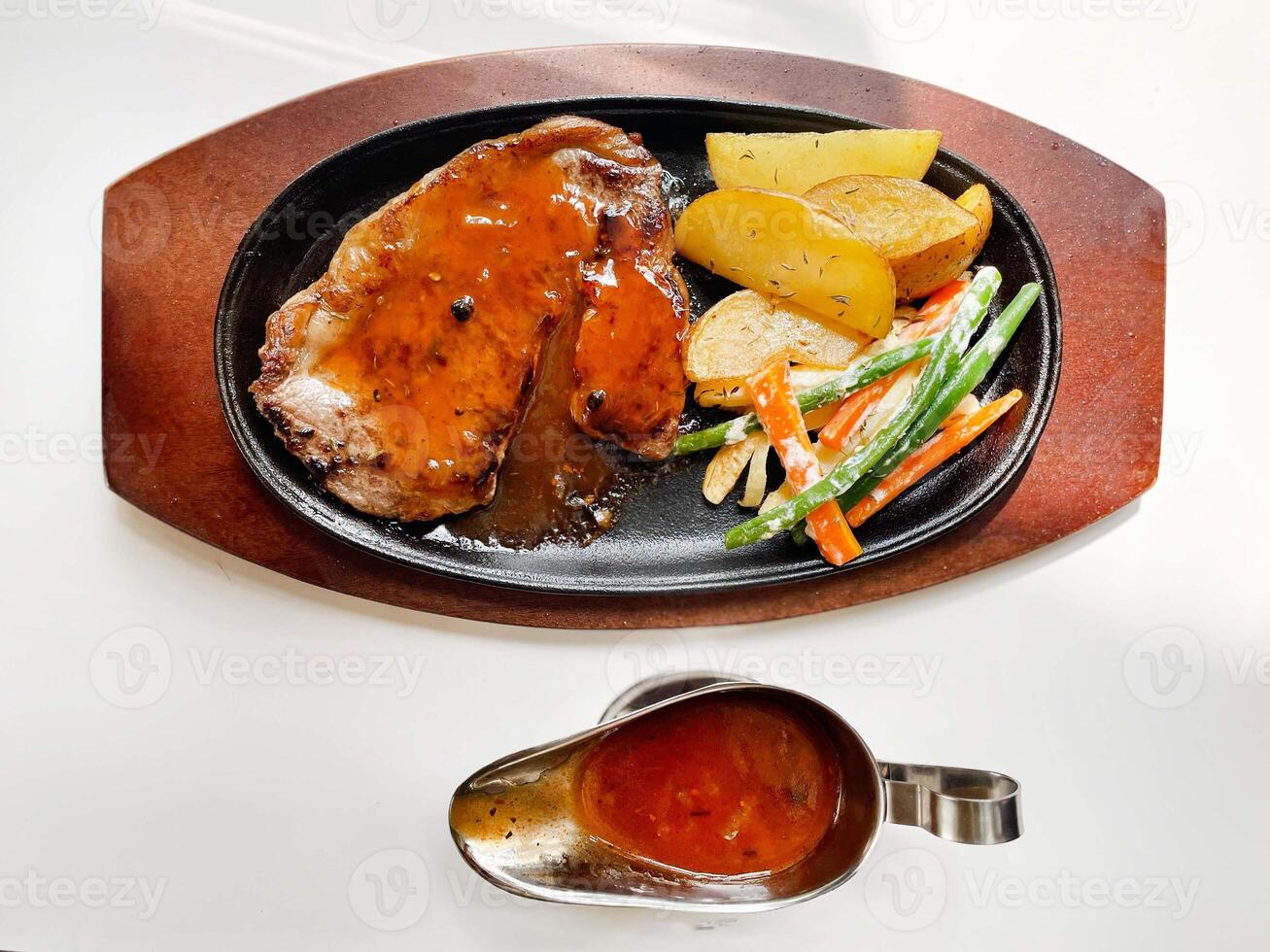 sirloin steak with barbeque sauce photo