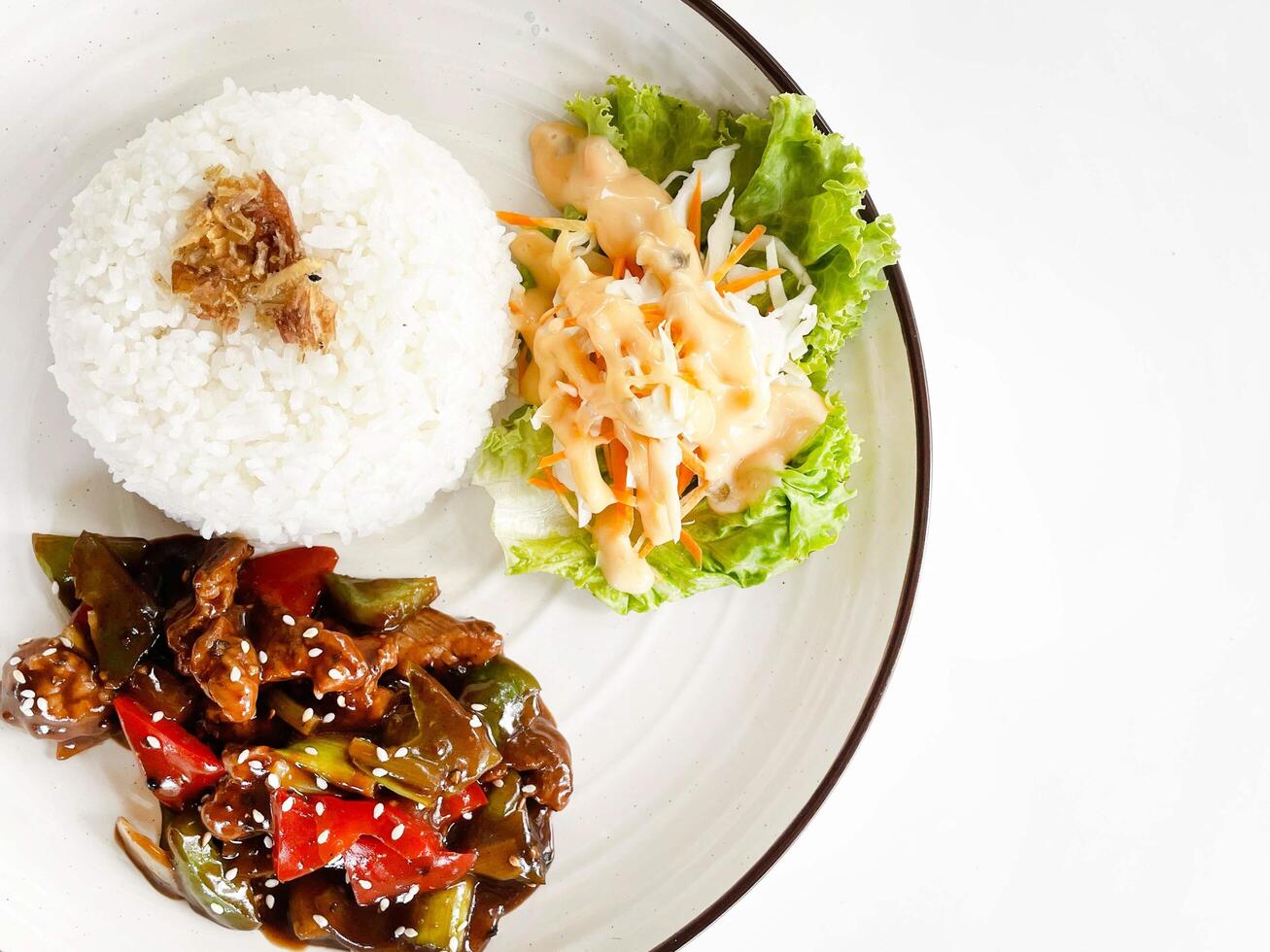 Black pepper beef rice photo