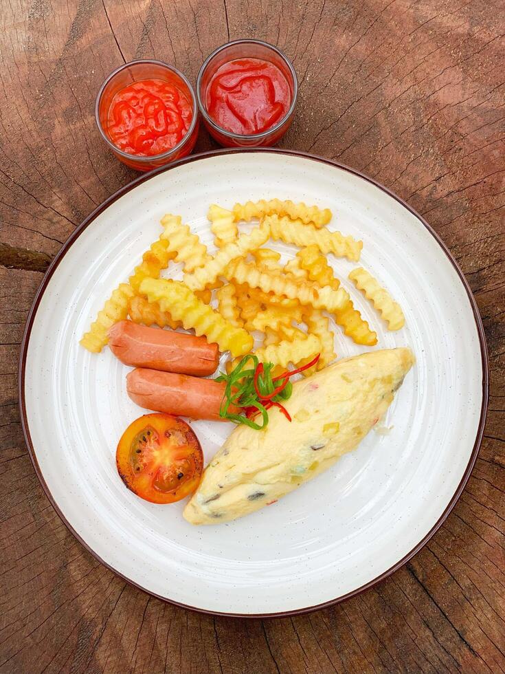 Omelette with sauce photo