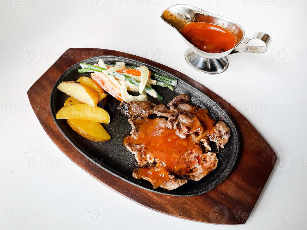 Ribeye steak with sauce photo