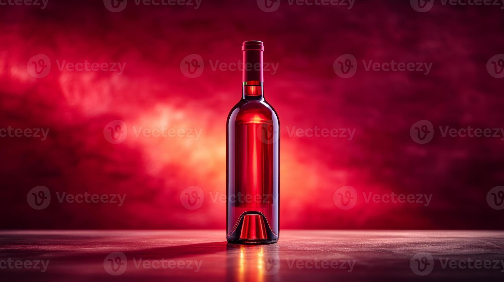 A red wine bottle suspended with dark red background. 4 photo